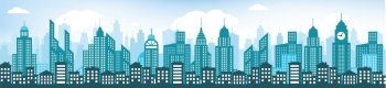 Vector illustration of blue simple city view