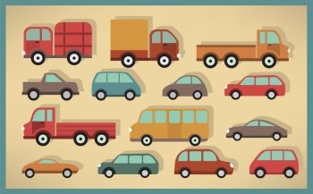 Vector illustration of simple cars collection