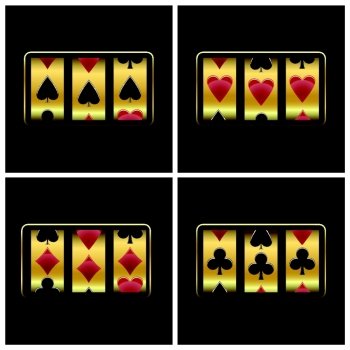 playing cards slot machine against white background, abstract vector art illustration