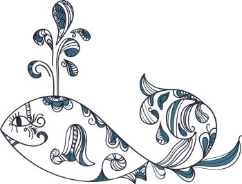 vector stylized ethnic whale 