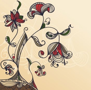 vector background with abstract flowers, clipping masks