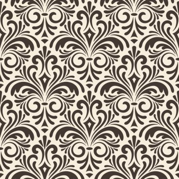 vector seamless floral vintage pattern on beige background, seamless pattern in swatch menu