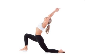 Sport Series: Young  Beautiful Woman doing Yoga. Half-Moon Position
