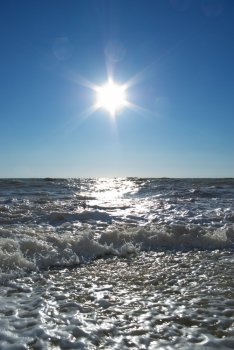 Sun on the sea. Element of nature design.