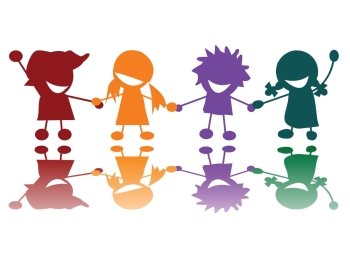 Happy children in colors, vector art
