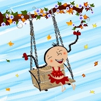 Image shows a happy girl swinging and having fun