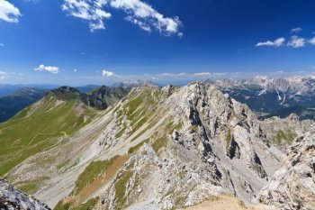 landscape of Lastei ridge and Selle pass, Italian Dolomites