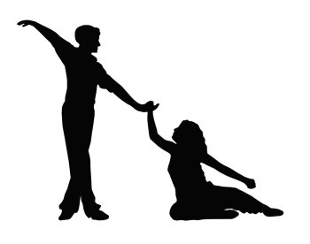 Dancing Couple Boy Helping Girl to Feet Silhouette