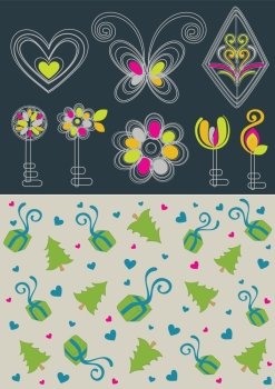 Lovely christmas background design in soft pink, yellow and green Great for textures and backgrounds for your projects