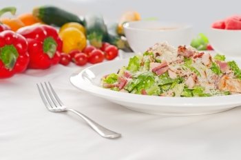 fresh classic caesar salad  served with gazpacho soup,healthy meal ,MORE DELICIOUS FOOD ON PORTFOLIO