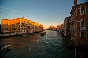 Venice Italy grand canal view from the top of Accademia bridge with 