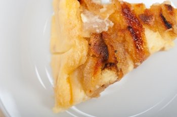 fresh baked  homemade rustic pears pie macro closeup 