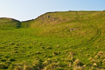 Hadrian’s wall. a part of the ancient Hadrian’s wall in northern England
