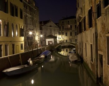 Photo of a typical canal Venice city
