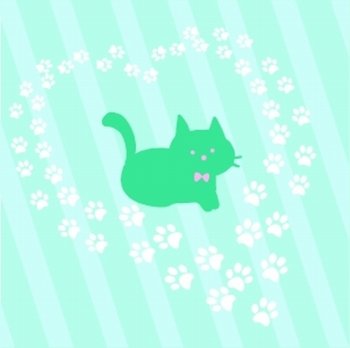 card with cat and heart shaped paws