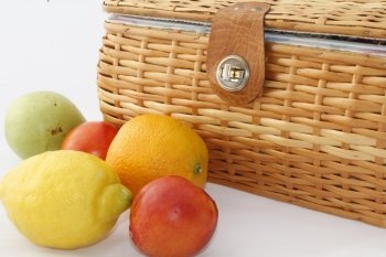 picnic basket with fruit