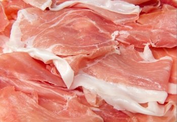 Closeup of raw ham sliced