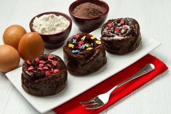 Delicious decorated chocolate muffins