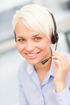 photo of a female assistant with headphones