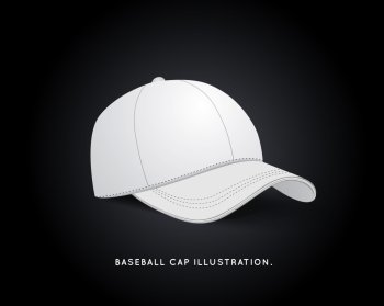 White Baseball Hat Isolated on Dark Background. Vector illustration