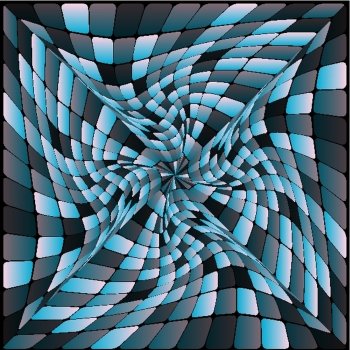 Abstract Background - Twisted Cubes in Shades of Blue on Black Background