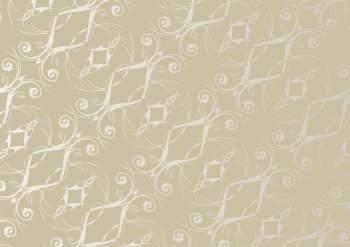 Abstract Background - Vintage Wallpaper With Silver Ornaments
