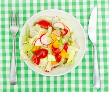Fresh Vegetable Salad - Tomatoes, Lettuce, Pepper and Radish