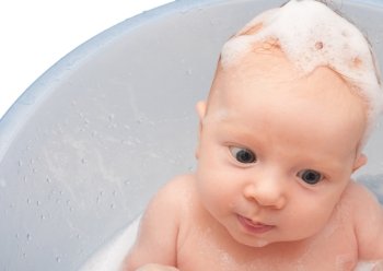 Closeup of Little Baby in Bath