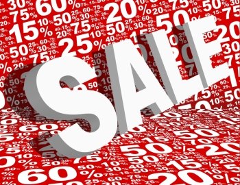 Sale Background - Sale Sign Various White Percentage Signs on Red Background