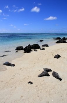Rocks on the beach in Mauritius