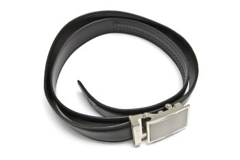 Leather belt closeup on white background 
