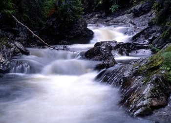 Flowing water of mountain stream 
