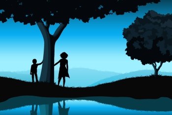 Nature Background with Silhouettes