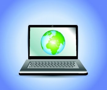 Laptop with Earth Globe 