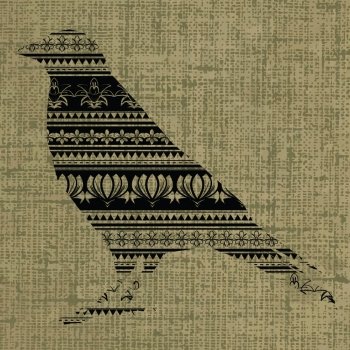 Illustration of vintage aboriginal raven pattern