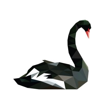 Illustration of abstract origami black swan