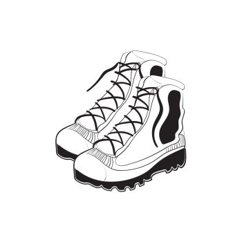 Illustration of hand drawn mountain boots isolated on white background