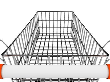 Shopping basket over white background. 3d rendered image