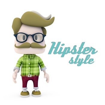 Hipster Character On White Background