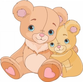 Cute pair of hugging bears  