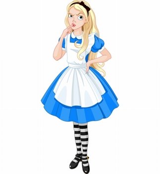 Thinking Alice from Wonderland story 