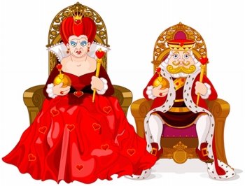 Illustration of queen and king