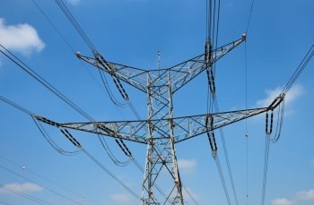 Two-tiered steel support of overhead power transmission line