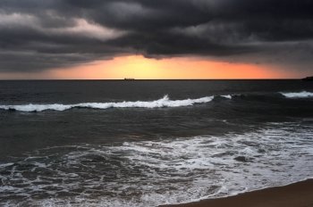 Dramatic sunset in the Indian ocean. Sri Lanka
