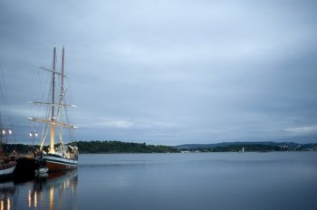 Oslo harbor in the  early morning. Norway