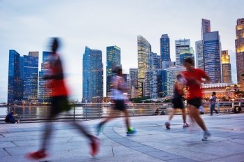 People runing in the evening in Singapore