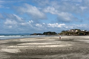panorama of the coast and beach Monpiche in Ecuador