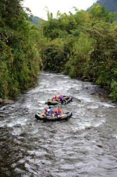 rafting in the Amazonian forest of Mindo in Ecuador