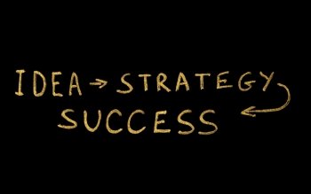 Ideia, Strategy and Success conception texts over black