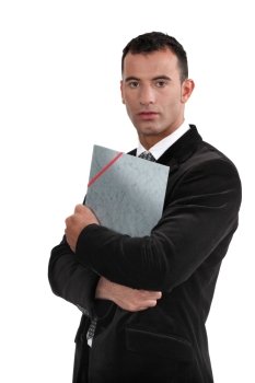 Young law graduate holding folder